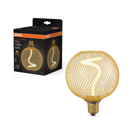 Decor LED Spiral Filament Square Lamp Bulb Black 14W Warm White Dimmable ( golden Globe shape )