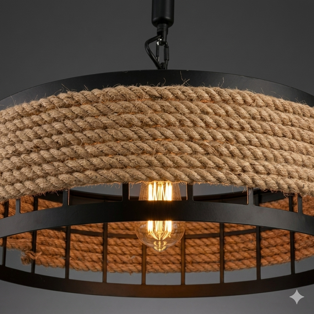 Industrial Hemp Rope Pendant Light
