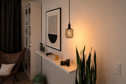 Decor LED Spiral Filament Square Lamp Bulb Black 14W Warm White Dimmable ( Black Square/Barrel shape )