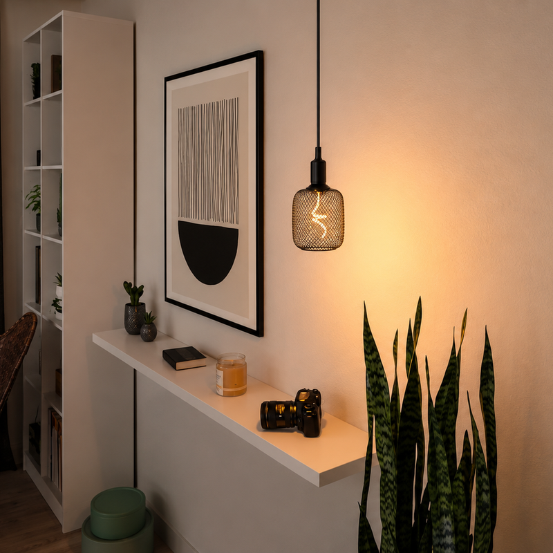 Decor LED Spiral Filament Square Lamp Bulb Black 14W Warm White Dimmable ( Black Square/Barrel shape )