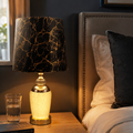 Table Side Lamp with Black Print Shade (Pair)