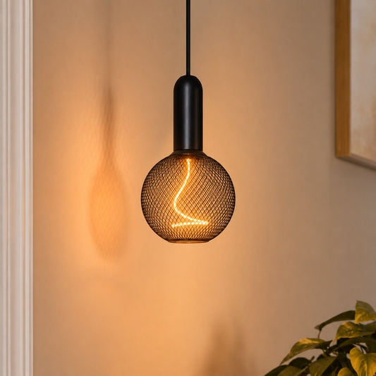 Decor LED Spiral Filament Square Lamp Bulb Black 14W Warm White Dimmable ( black Globe shapel shape )