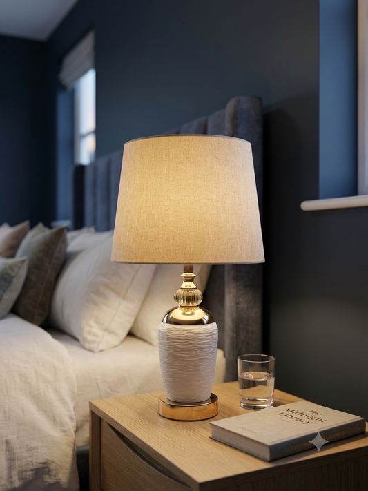 Table Side Lamp with White Shade (Pair)