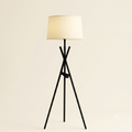 Black Metal Tripod Floor Lamp with Fabric Shade