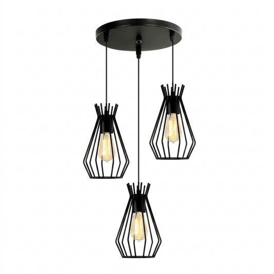 3in1 Iron wire cage pendant Lamp