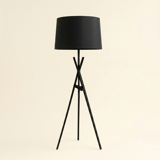 Noir Tripod Floor Lamp with Fabric Shade
