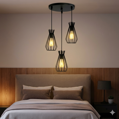 3in1 Iron wire cage pendant Lamp