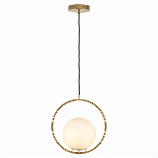 Circle-Shaped Hanging Light with Globe