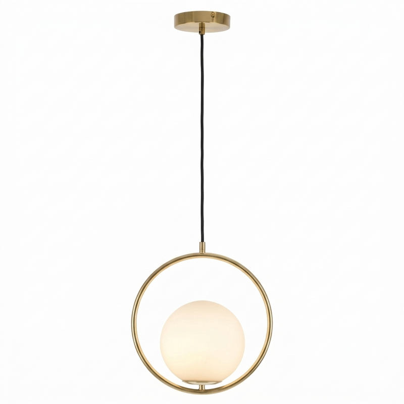 Circle-Shaped Hanging Light with Globe