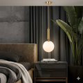 Linear Hanging Lamp with White Globe