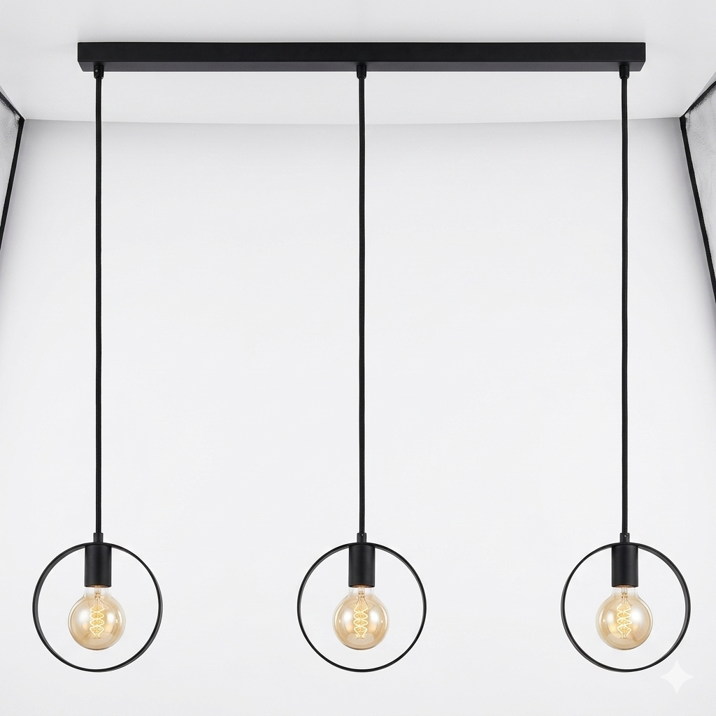 3in1 Ring shape Hanging Lamp in Rectangular Base