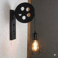 Nest Wall Lamp with Pulley Wheel Design (Black)