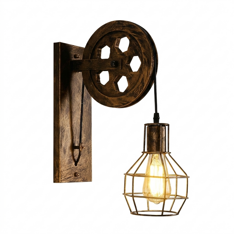 Nest Wall Lamp with Pulley Wheel Design