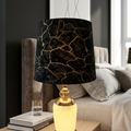 Table Side Lamp with Black Print Shade (Pair)