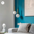 Linear Hanging Lamp with White Globe