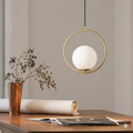 Circle-Shaped Hanging Light with Globe