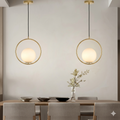 Circle-Shaped Hanging Light with Globe