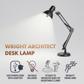 Adjustable Study Table Desk Lamp Flexible Swing Arm with (Base or Clamp Optinal)