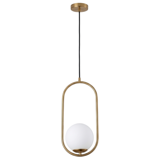 Oval-Shaped Hanging Light with Globe