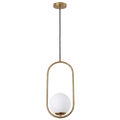 Oval-Shaped Hanging Light with Globe