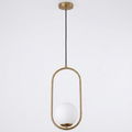 Oval-Shaped Hanging Light with Globe