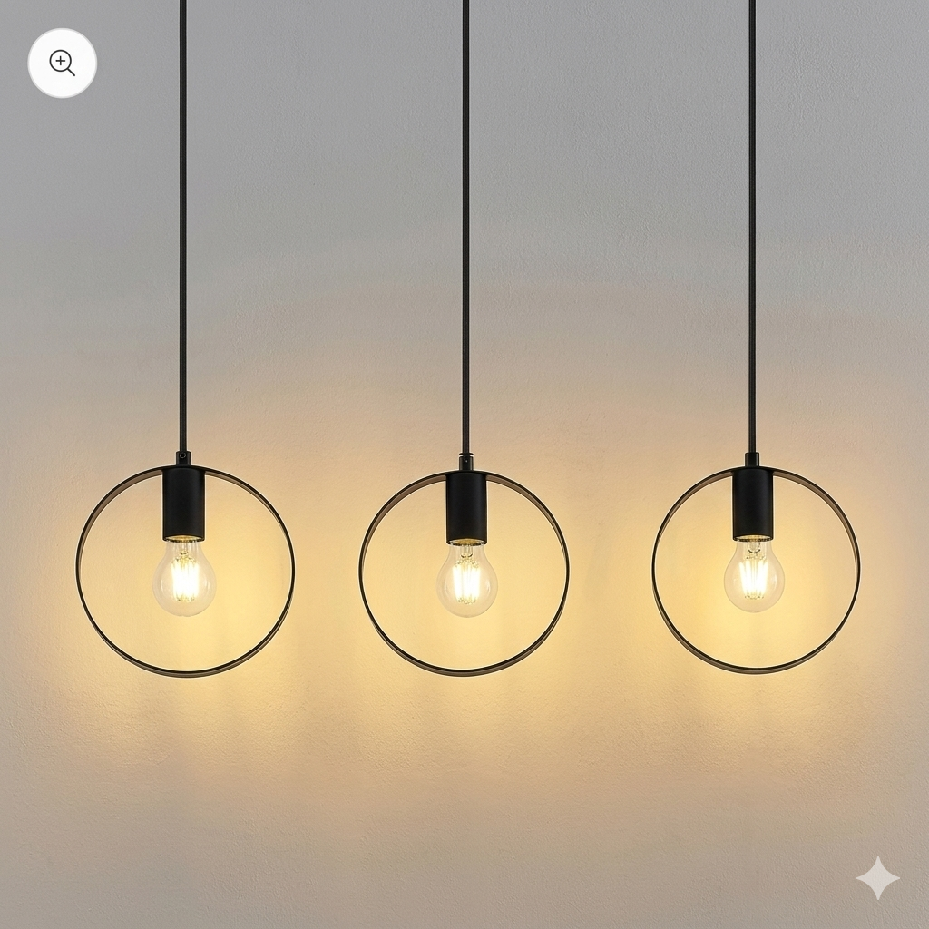 3in1 Ring shape Hanging Lamp in Rectangular Base