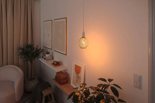 Decor LED Spiral Filament Square Lamp Bulb Black 14W Warm White Dimmable ( golden oval shape )