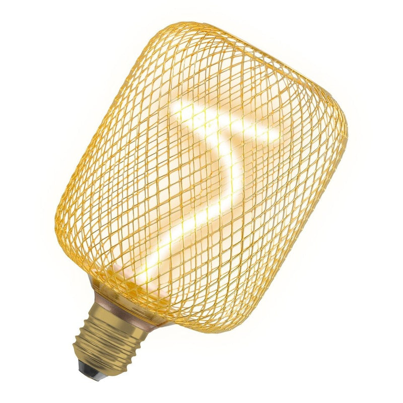 Decor LED Spiral Filament Square Lamp Bulb Black 14W Warm White Dimmable ( golden Square/Barrel shape )